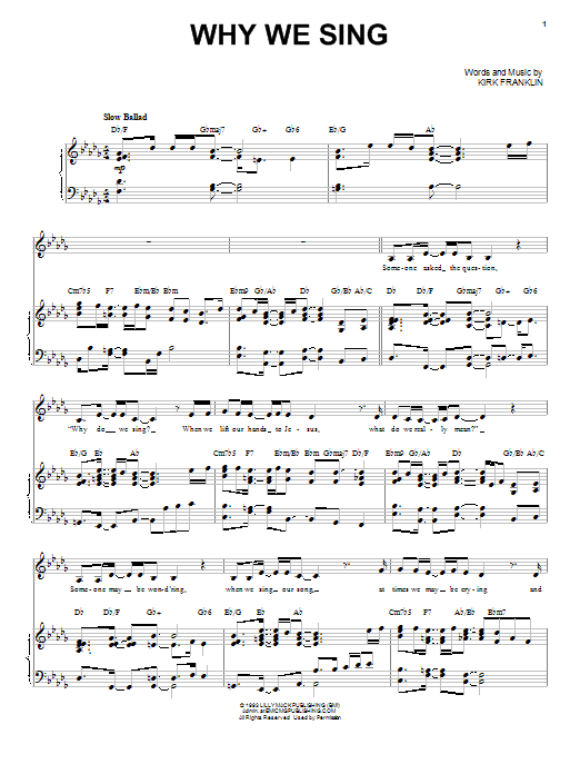 Kirk Franklin Why We Sing sheet music notes and chords arranged for Piano, Vocal & Guitar Chords (Right-Hand Melody)