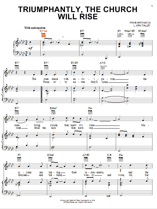 Kirk Talley Triumphantly, The Church Will Rise sheet music notes and chords arranged for Super Easy Piano
