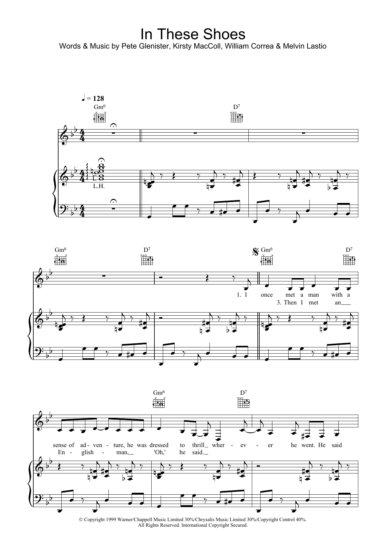 Kirsty MacColl In These Shoes sheet music notes and chords arranged for Piano, Vocal & Guitar Chords