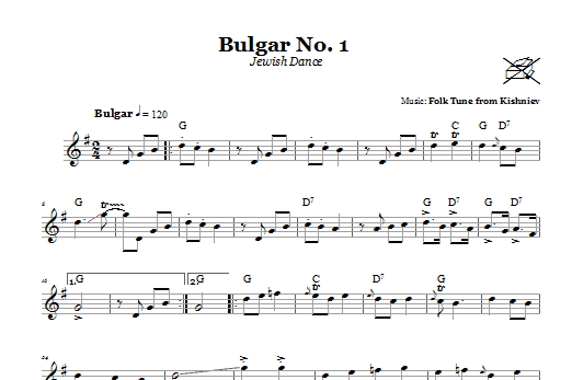 Kishniever Folk Tune Bulgar No. 1 (Jewish Dance) sheet music notes and chords arranged for Lead Sheet / Fake Book