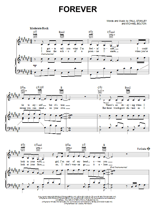 KISS Forever sheet music notes and chords arranged for Guitar Tab