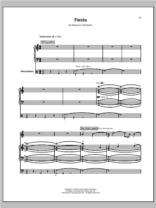 Kitaro Fiesta/Space Queen (Space 2) sheet music notes and chords arranged for Piano & Vocal