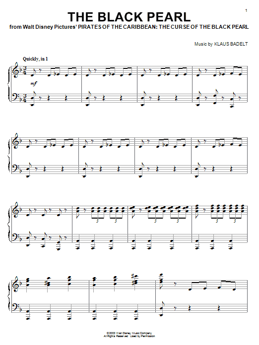 Klaus Badelt The Black Pearl sheet music notes and chords arranged for Easy Guitar Tab