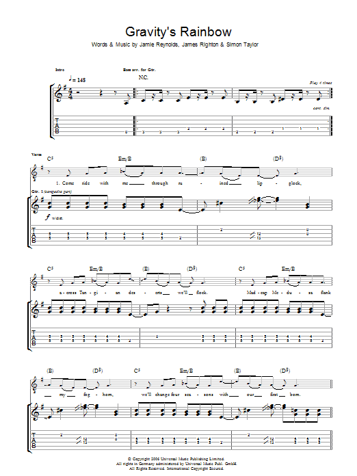 Klaxons Gravity's Rainbow sheet music notes and chords arranged for Guitar Chords/Lyrics