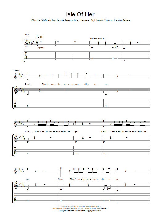 Klaxons Isle Of Her sheet music notes and chords arranged for Guitar Tab