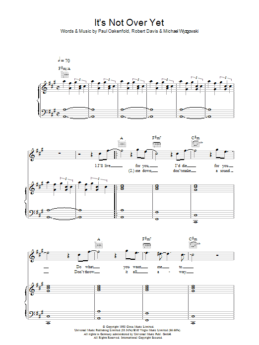 Klaxons It's Not Over Yet sheet music notes and chords arranged for Piano, Vocal & Guitar Chords