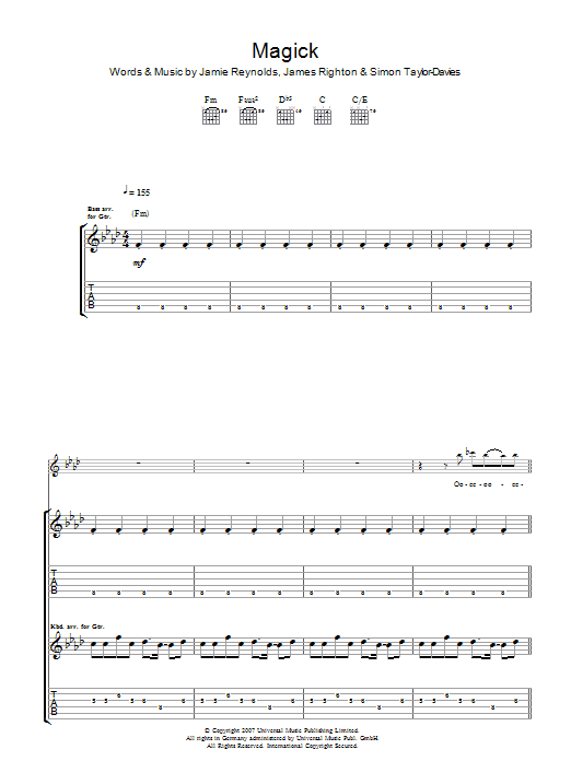 Klaxons Magick sheet music notes and chords arranged for Guitar Tab