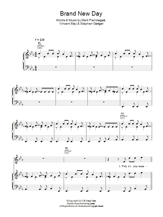 Kodaline Brand New Day sheet music notes and chords arranged for Piano, Vocal & Guitar Chords
