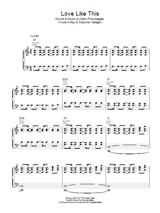 Kodaline Love Like This sheet music notes and chords arranged for Piano, Vocal & Guitar Chords