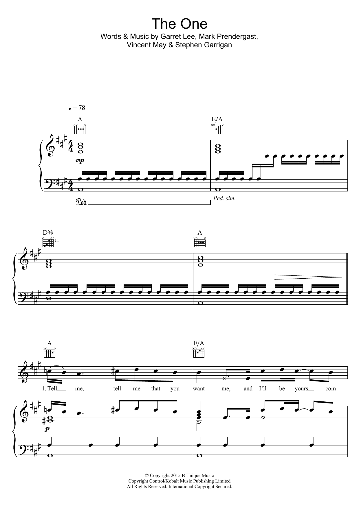 Kodaline The One sheet music notes and chords arranged for Piano, Vocal & Guitar Chords (Right-Hand Melody)