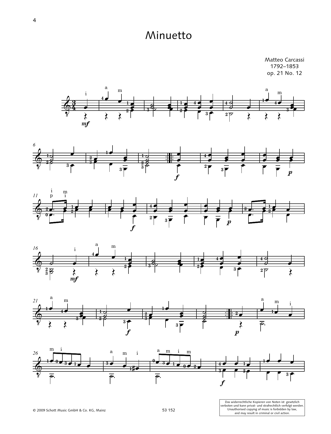 Konrad Ragossnig Minuetto sheet music notes and chords arranged for Solo Guitar
