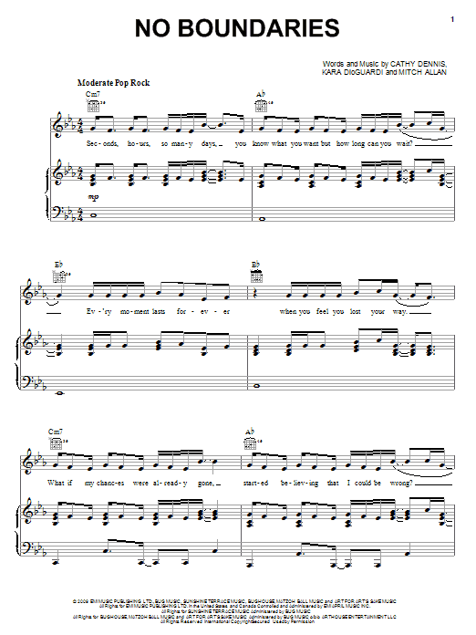 Kris Allen No Boundaries sheet music notes and chords arranged for Piano, Vocal & Guitar Chords (Right-Hand Melody)