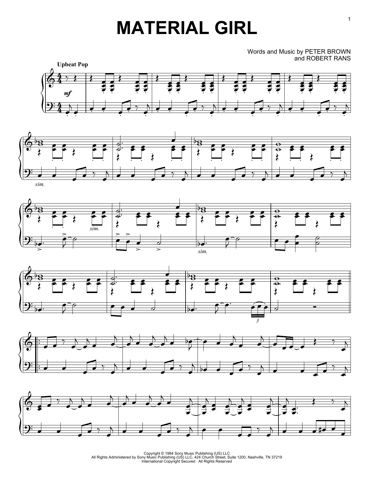 Kris Bowers Material Girl (from the Netflix series Bridgerton) sheet music notes and chords arranged for Piano Solo