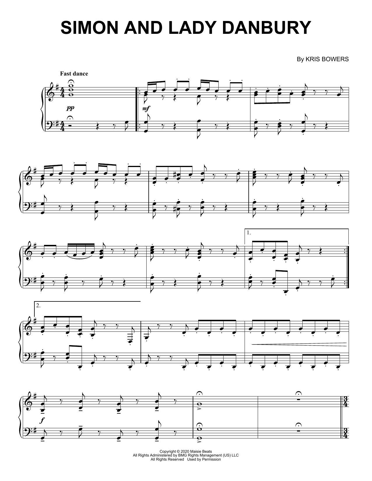 Kris Bowers Simon And Lady Danbury (from the Netflix series Bridgerton) sheet music notes and chords arranged for Piano Solo
