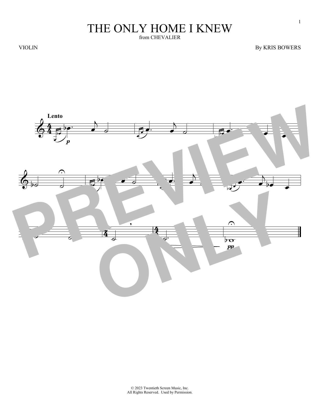 Kris Bowers The Only Home I Knew (from Chevalier) sheet music notes and chords arranged for Violin Solo