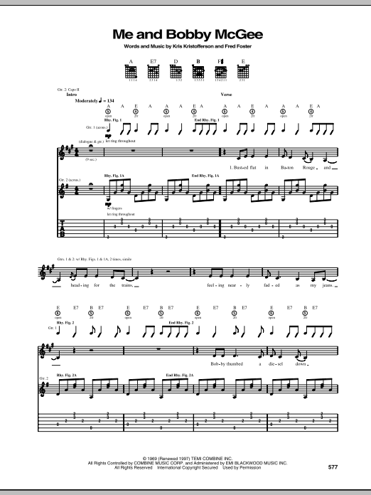 Kris Kristofferson Me And Bobby McGee sheet music notes and chords arranged for Flute Solo