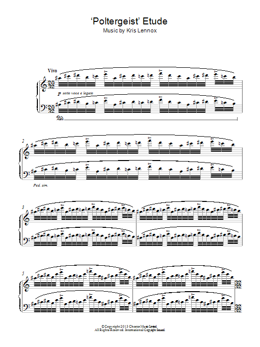 Kris Lennox 'Poltergeist' Etude sheet music notes and chords arranged for Piano Solo