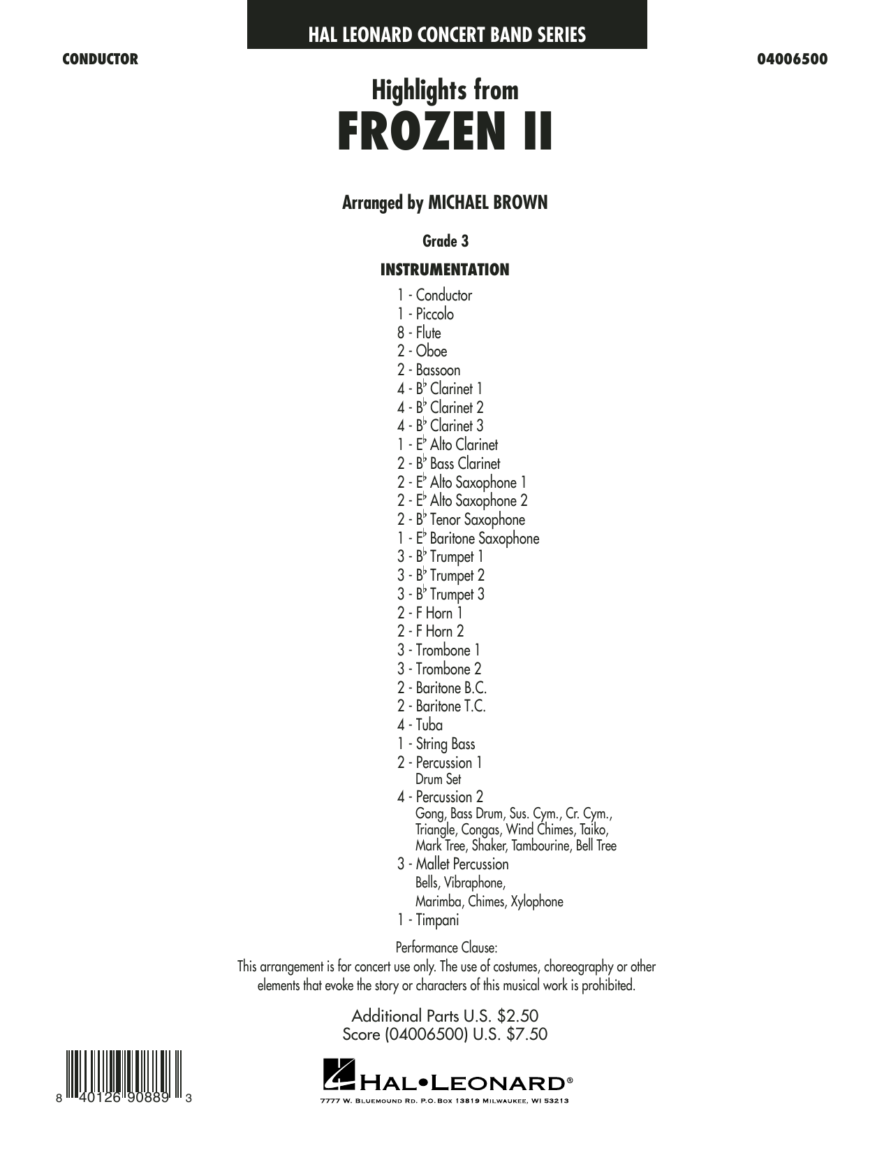 Kristen Anderson-Lopez & Robert Lopez Highlights from Disney's Frozen 2 (arr. Michael Brown) - Conductor Score (Full Score) sheet music notes and chords arranged for Concert Band