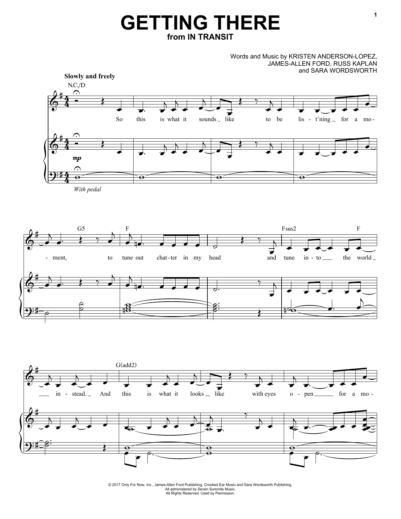 Kristen Anderson-Lopez Getting There sheet music notes and chords arranged for Piano, Vocal & Guitar Chords (Right-Hand Melody)