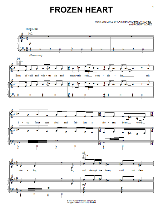 Kristen Anderson-Lopez & Robert Lopez Frozen Heart (from Disney's Frozen) sheet music notes and chords. Download Printable PDF.