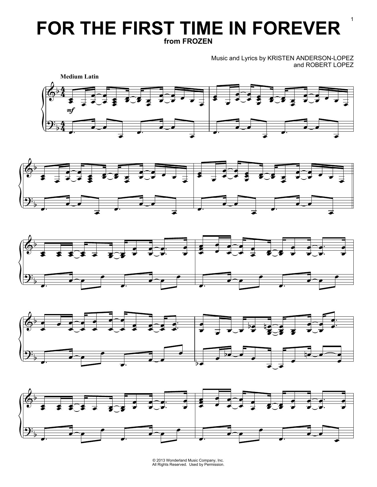 Kristen Bell & Idina Menzel For The First Time In Forever (from Disney's Frozen) sheet music notes and chords. Download Printable PDF.
