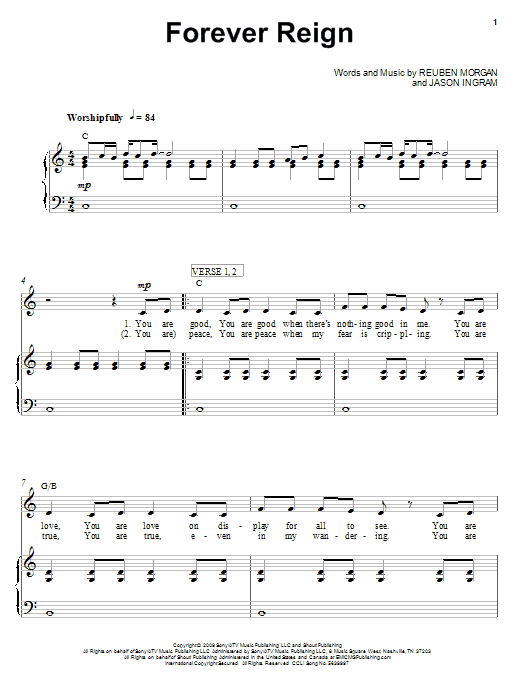 Kristian Stanfill & Passion Forever Reign sheet music notes and chords arranged for Piano, Vocal & Guitar Chords (Right-Hand Melody)