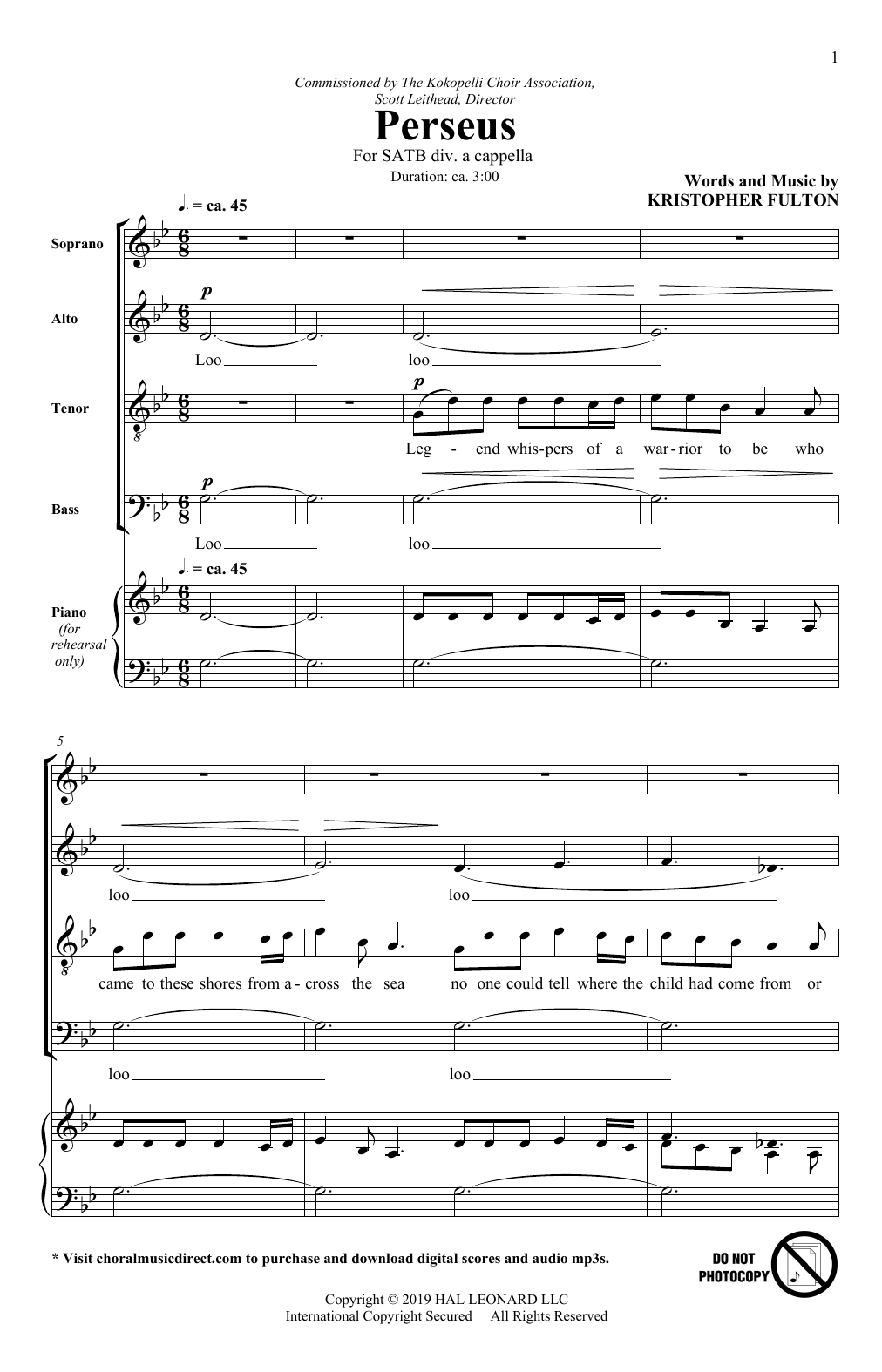 Kristopher Fulton Perseus sheet music notes and chords arranged for SATB Choir