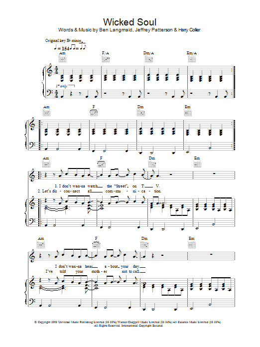 Kubb Wicked Soul sheet music notes and chords arranged for Piano, Vocal & Guitar Chords (Right-Hand Melody)