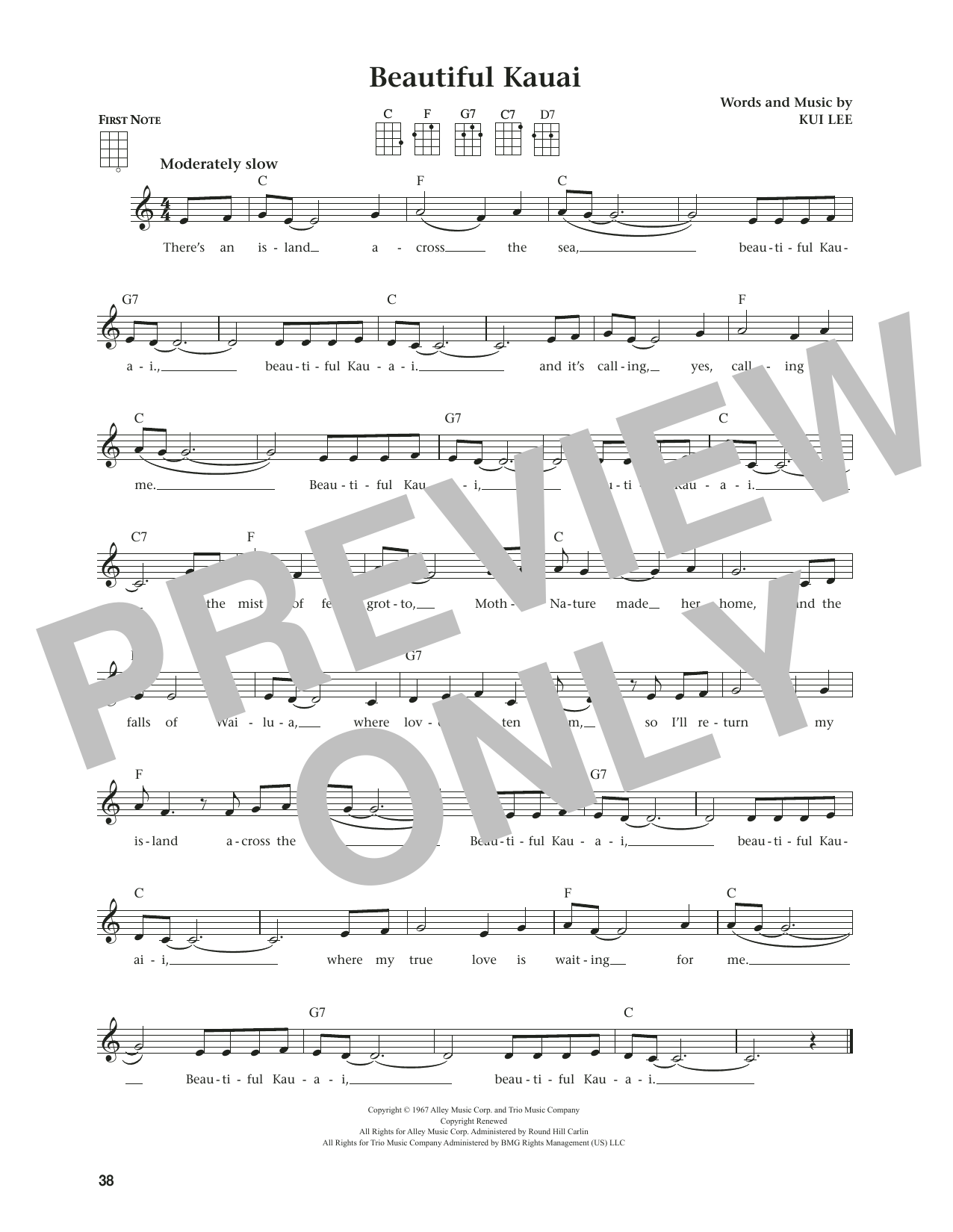 Kui Lee Beautiful Kauai (from The Daily Ukulele) (arr. Jim Beloff) sheet music notes and chords arranged for Ukulele