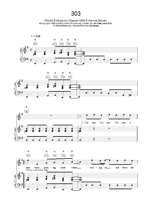 Kula Shaker 303 sheet music notes and chords arranged for Guitar Tab