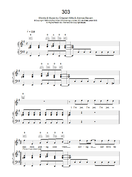 Kula Shaker 303 sheet music notes and chords arranged for Guitar Chords/Lyrics