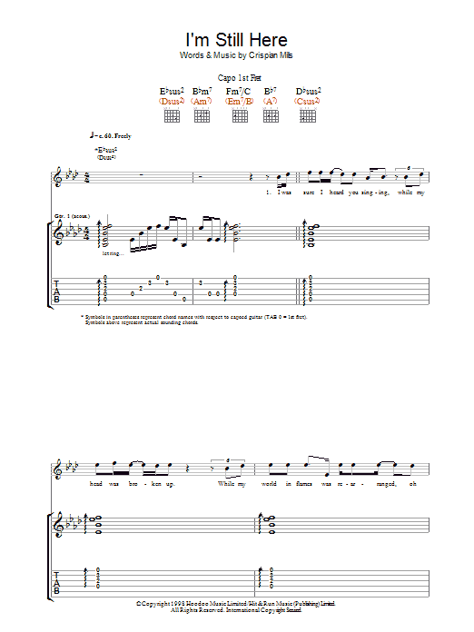 Kula Shaker I'm Still Here sheet music notes and chords arranged for Guitar Tab