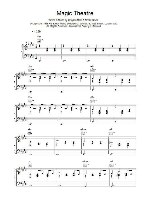 Kula Shaker Magic Theatre sheet music notes and chords arranged for Piano, Vocal & Guitar Chords