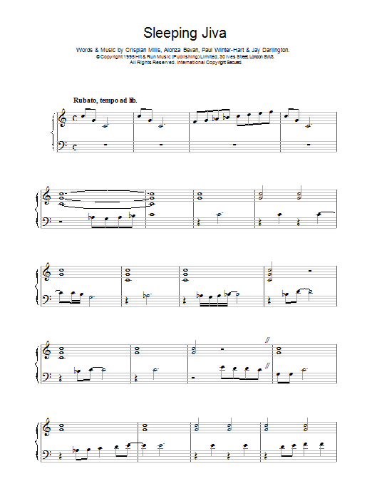 Kula Shaker Sleeping Jiva sheet music notes and chords arranged for Piano, Vocal & Guitar Chords