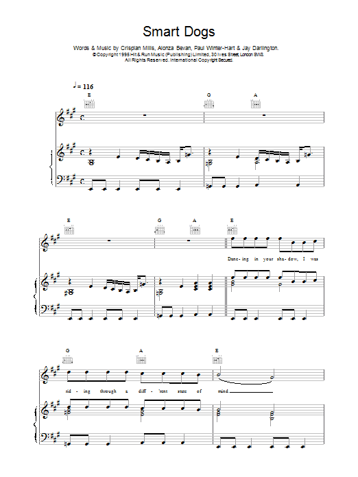 Kula Shaker Smart Dogs sheet music notes and chords arranged for Piano, Vocal & Guitar Chords