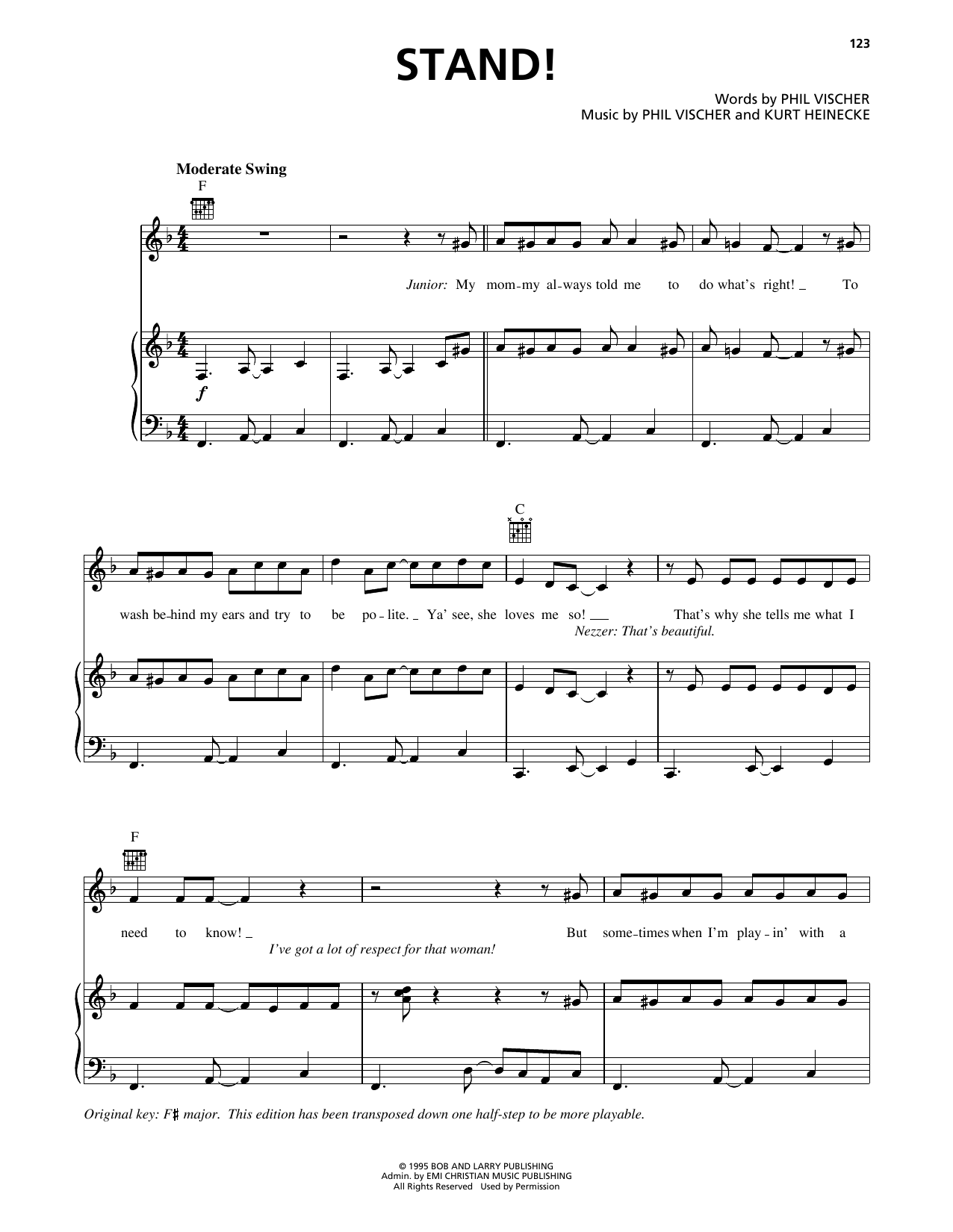 Kurt Heinecke Stand! (from VeggieTales) sheet music notes and chords arranged for Piano, Vocal & Guitar Chords (Right-Hand Melody)
