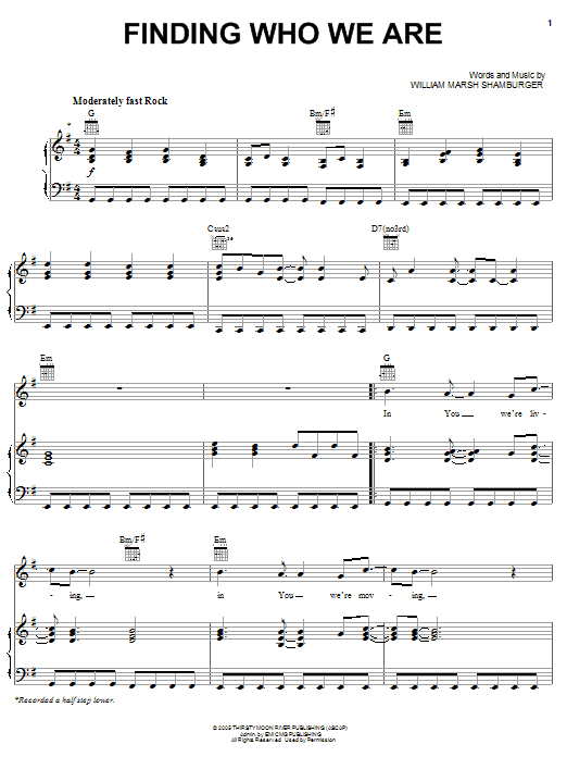 Kutless Finding Who We Are sheet music notes and chords arranged for Piano, Vocal & Guitar Chords (Right-Hand Melody)