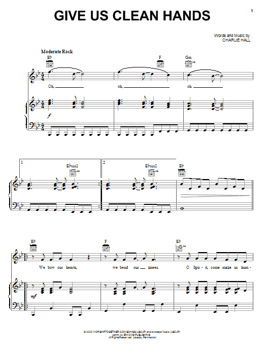 Kutless Give Us Clean Hands sheet music notes and chords arranged for Piano, Vocal & Guitar Chords (Right-Hand Melody)
