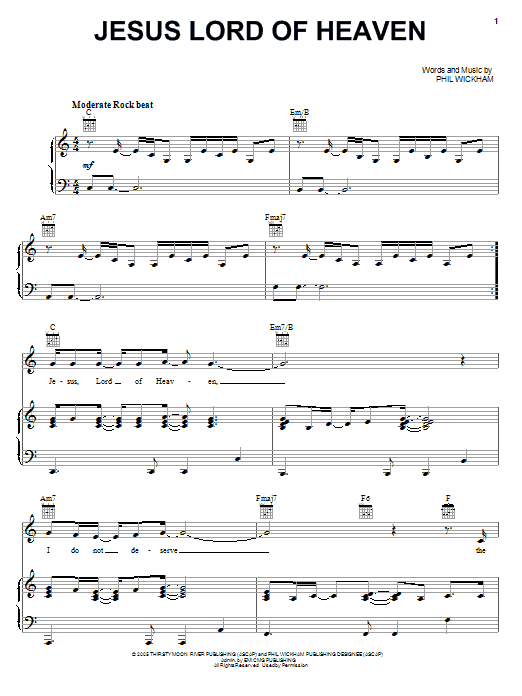Kutless Jesus Lord Of Heaven sheet music notes and chords arranged for Piano, Vocal & Guitar Chords (Right-Hand Melody)