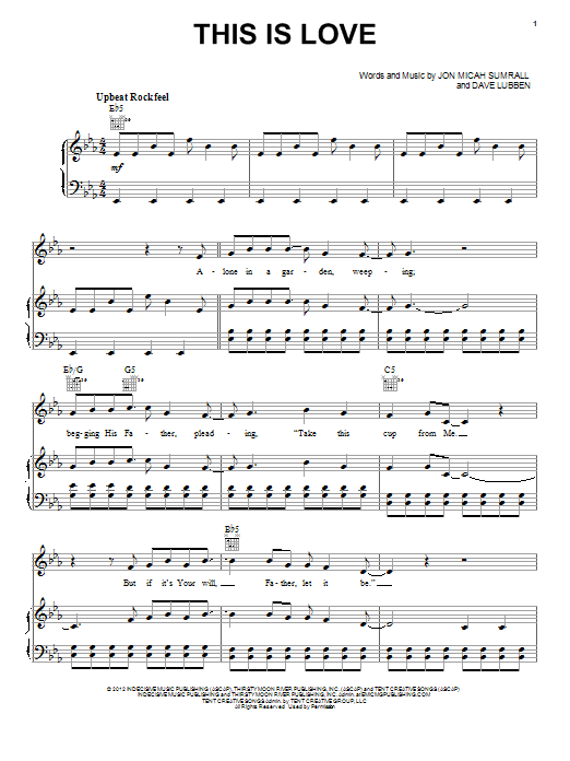 Kutless This Is Love sheet music notes and chords arranged for Piano, Vocal & Guitar Chords (Right-Hand Melody)