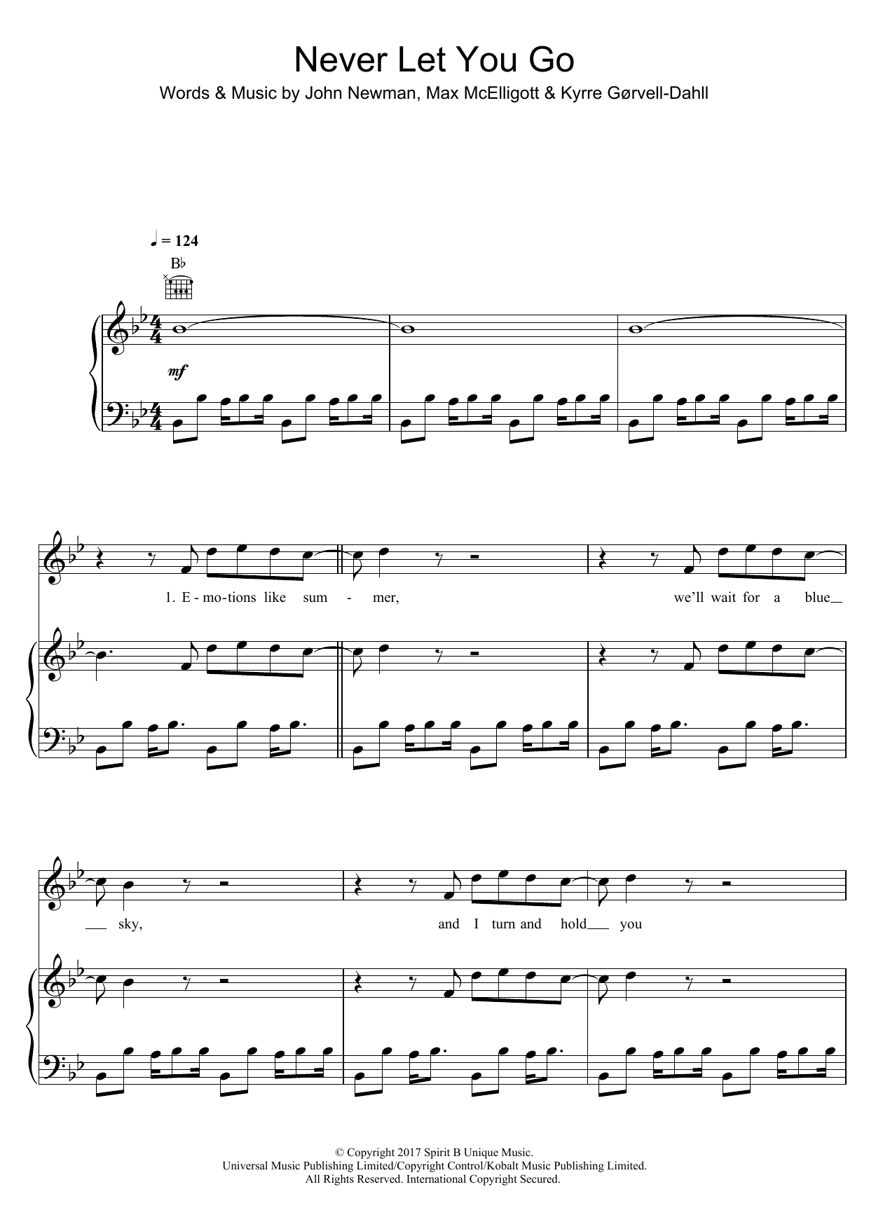 Kygo Never Let You Go (featuring John Newman) sheet music notes and chords arranged for Piano, Vocal & Guitar Chords