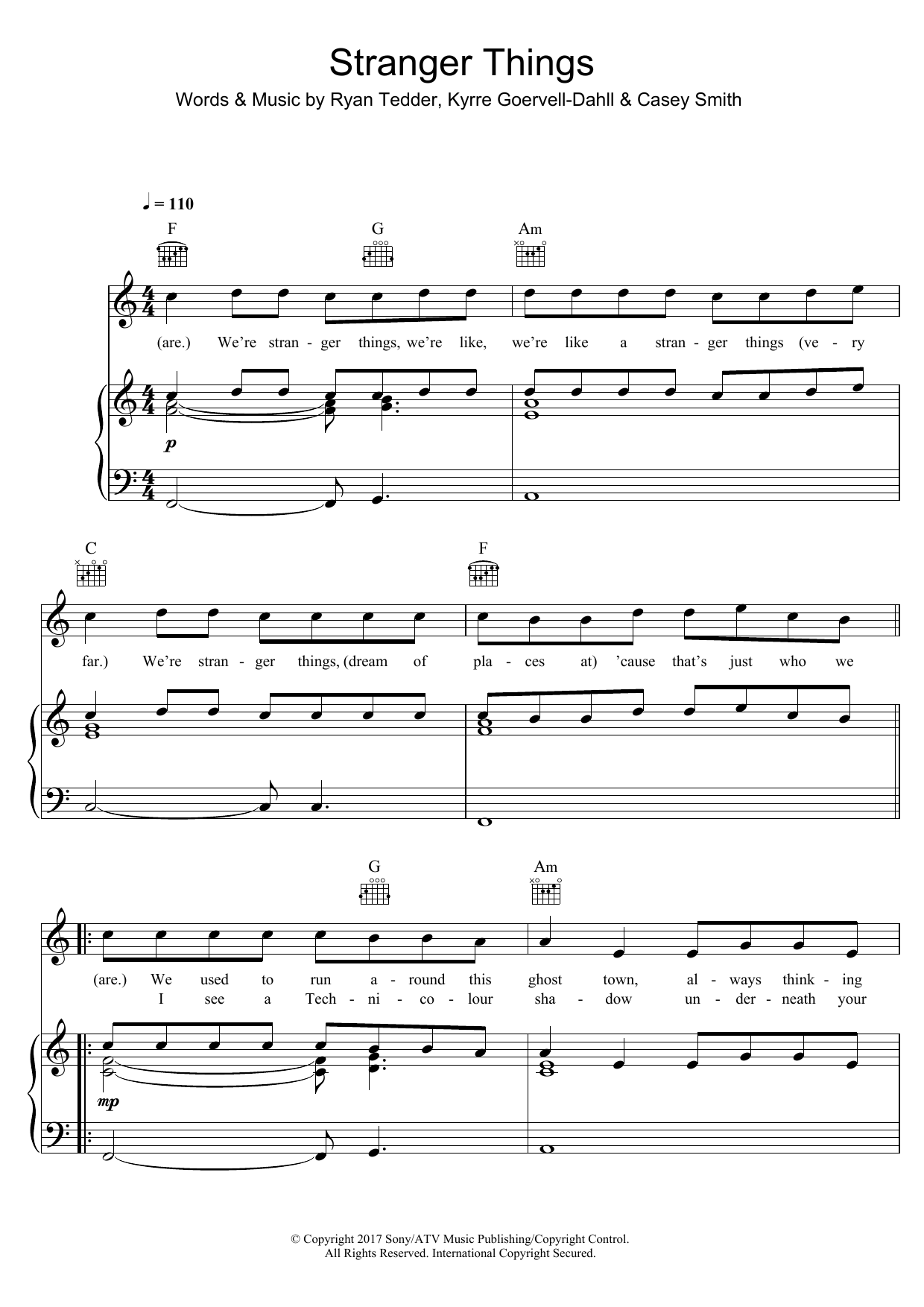 Kygo Stranger Things (featuring OneRepublic) sheet music notes and chords arranged for Piano, Vocal & Guitar Chords