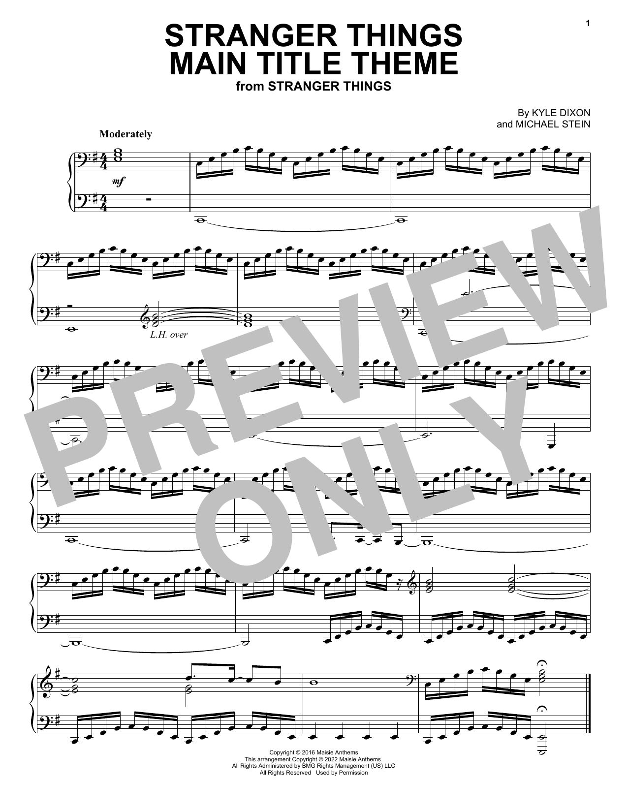 Kyle Dixon & Michael Stein Stranger Things Main Title Theme sheet music notes and chords arranged for Easy Piano