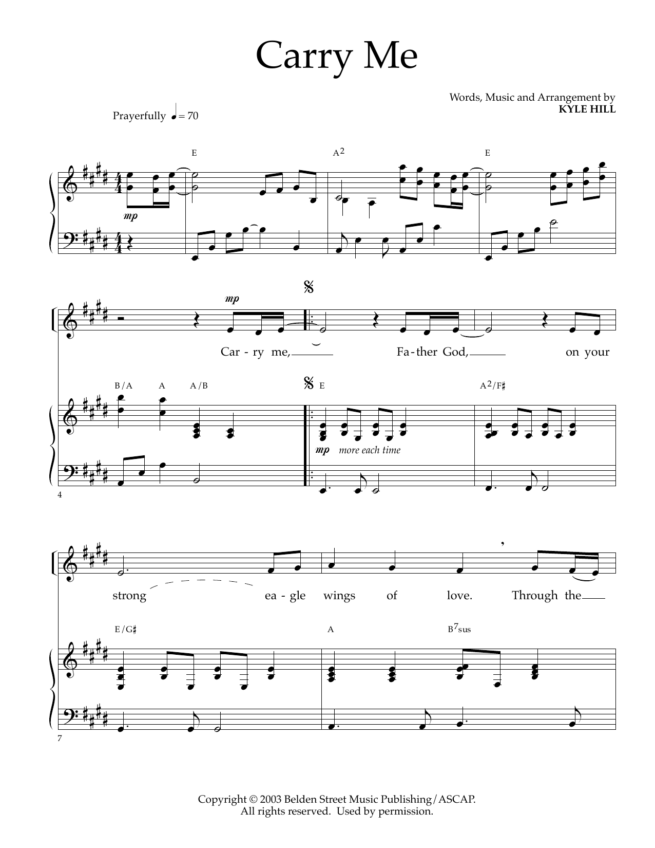 Kyle Hill Carry Me sheet music notes and chords arranged for Piano & Vocal