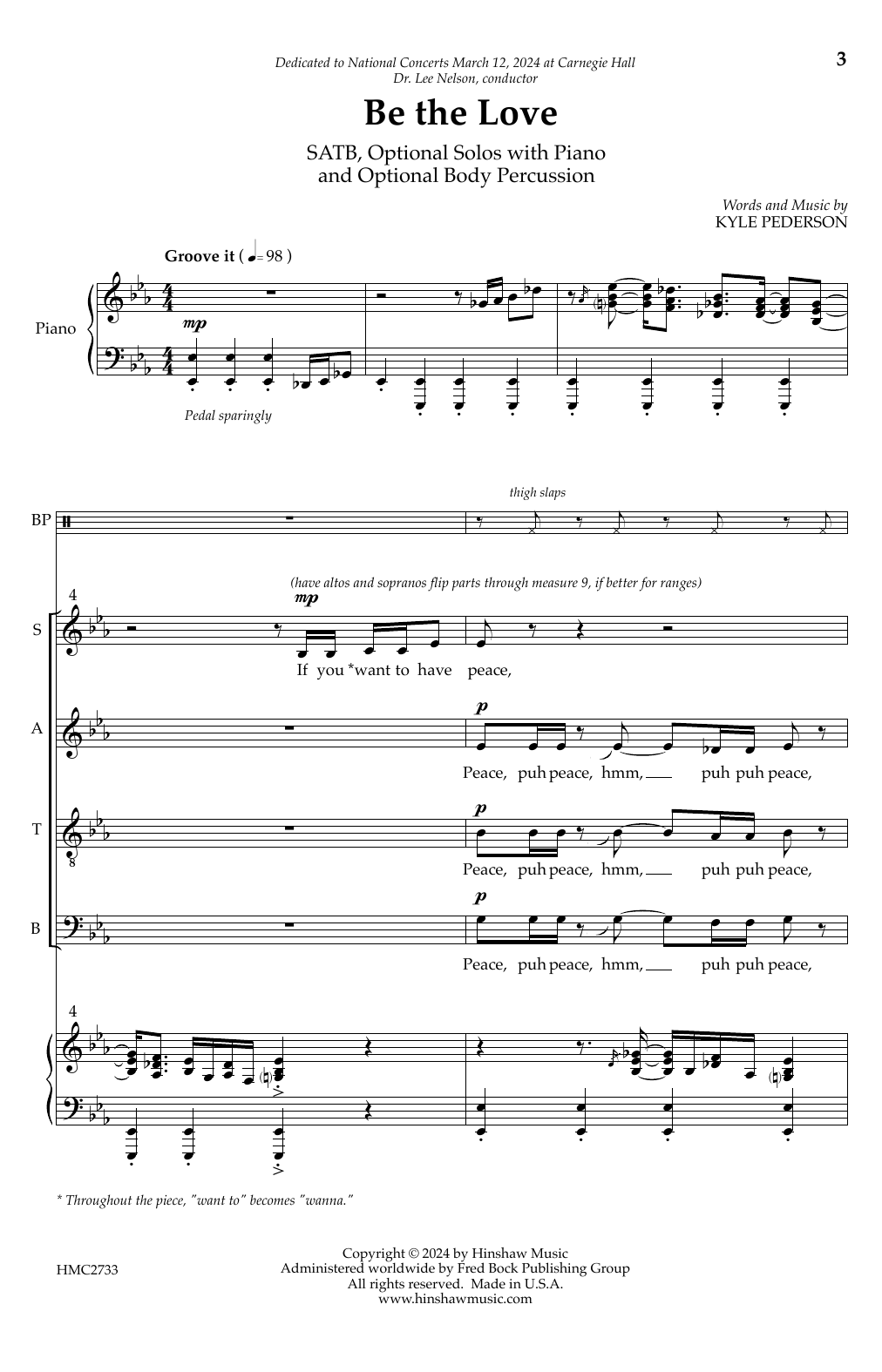 Kyle Pederson Be The Love sheet music notes and chords arranged for SATB Choir