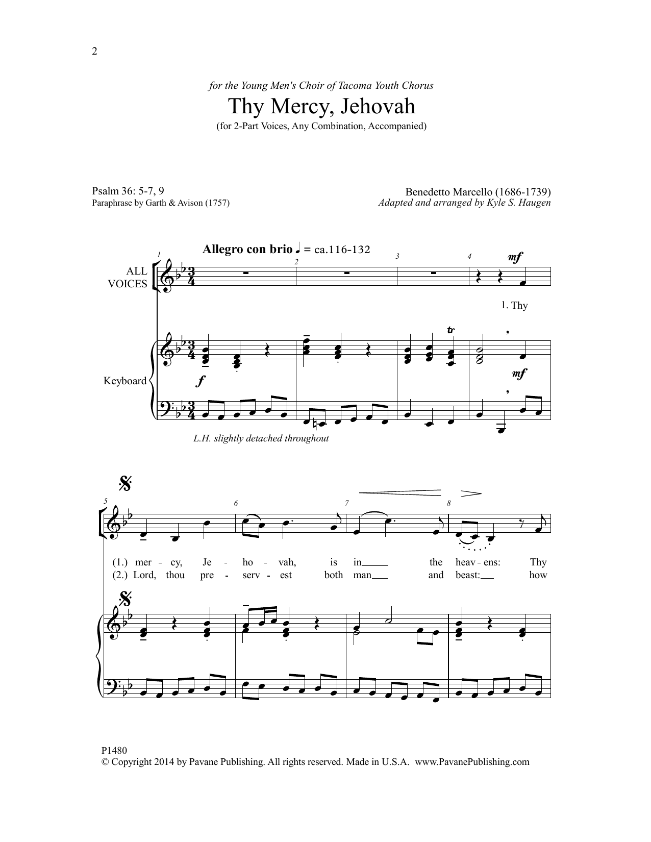 Kyle S. Haugen Thy Mercy, Jehovah sheet music notes and chords arranged for 2-Part Choir