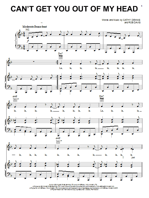 Kylie Minogue Can't Get You Out Of My Head sheet music notes and chords arranged for 5-Finger Piano