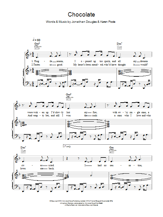 Kylie Minogue Chocolate sheet music notes and chords arranged for Piano, Vocal & Guitar Chords
