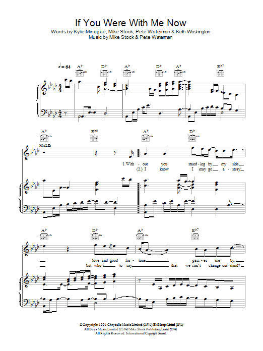 Kylie Minogue If You Were With Me Now sheet music notes and chords arranged for Piano, Vocal & Guitar Chords