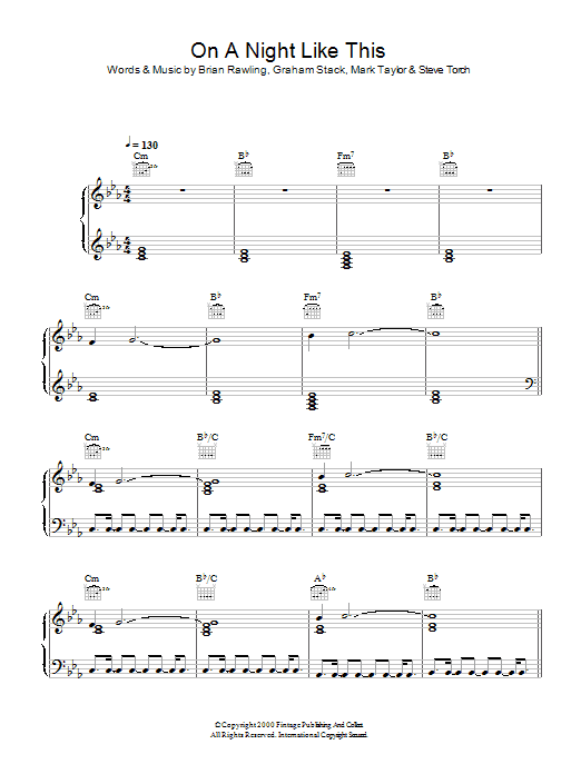 Kylie Minogue On A Night Like This sheet music notes and chords arranged for Lyrics Only